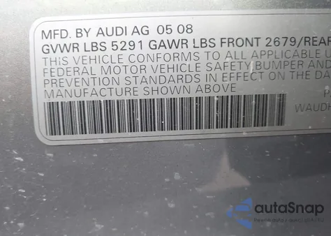 2008 Audi A6 3.2 z USA, uszkodzony, nr VIN WAUDH74F18N146503